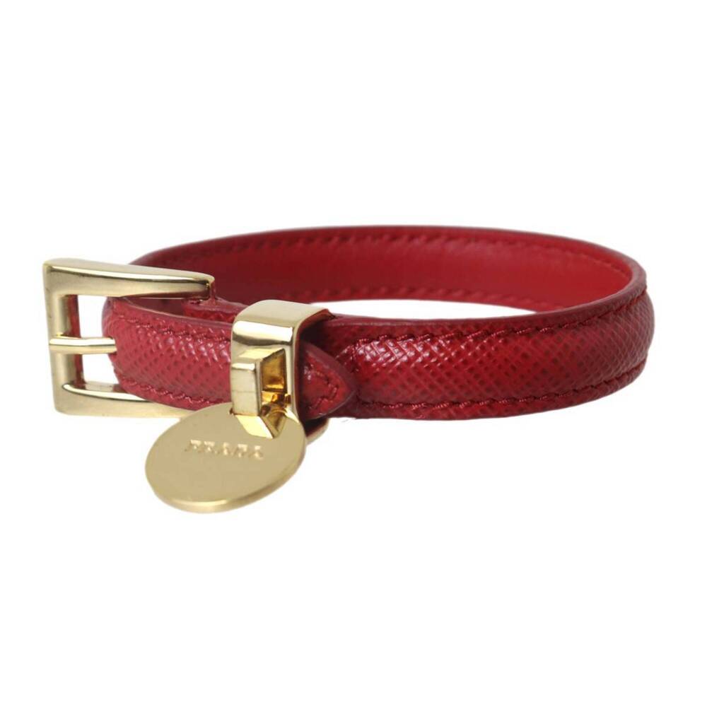 PRADA Red Leather Charm Bracelet
